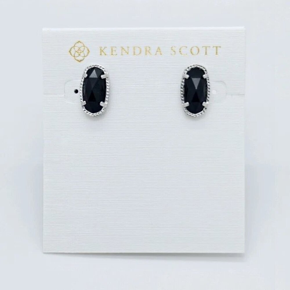 Kendra Scott Ellie Silver Stud Earrings In Black
